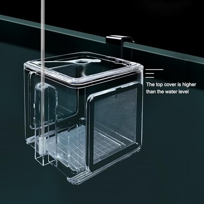 Fish Breeding Box, Acrylic Fish Isolation Box Hanging Aquarium Hatchery Tank for Baby Fish Guppy Betta Shrimp Clownfish Freshwater Saltwater