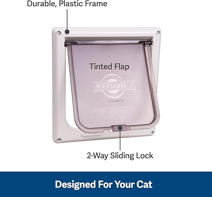 PetSafe Interior Cat Door: 2-Way Locking, Indoor Pet Door Flap - Tinted Privacy Door for Cat Litter Box or Pet Feeder, Built-In Door Lock, Durable Door Frame, DIY Easy Install, Hardware Kit Included