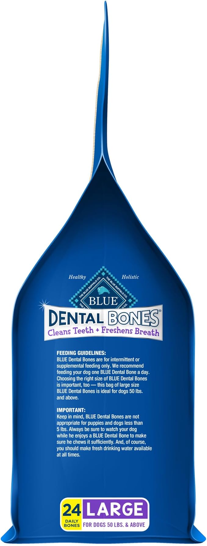 Blue Buffalo Dental Bones Large Natural Dental Chew Dog Treats, (50 lbs and up) 36-oz Bag Jumbo Pack