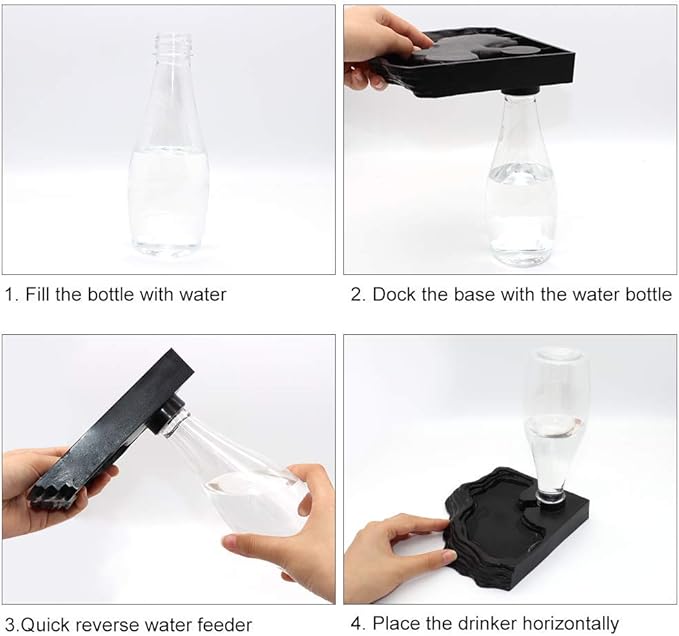SLSON Reptile Water Feeder Automatic Water Dispenser Waterer 13.5Oz Feeding Accessories for Turtle Bearded Dragons Lizards Geckos for Terrarium Tank