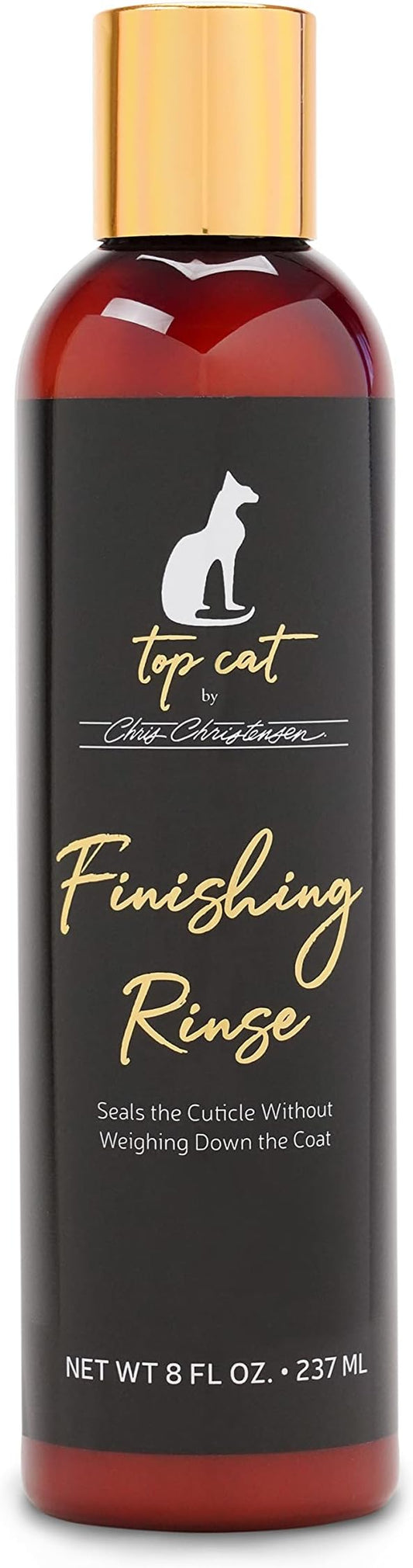Chris Christensen Top Cat Finishing Rinse for Cats, Groom Like a Professional, Seals The Cuticle, Doesn't Weigh Down Coat, Made in USA, 8 oz