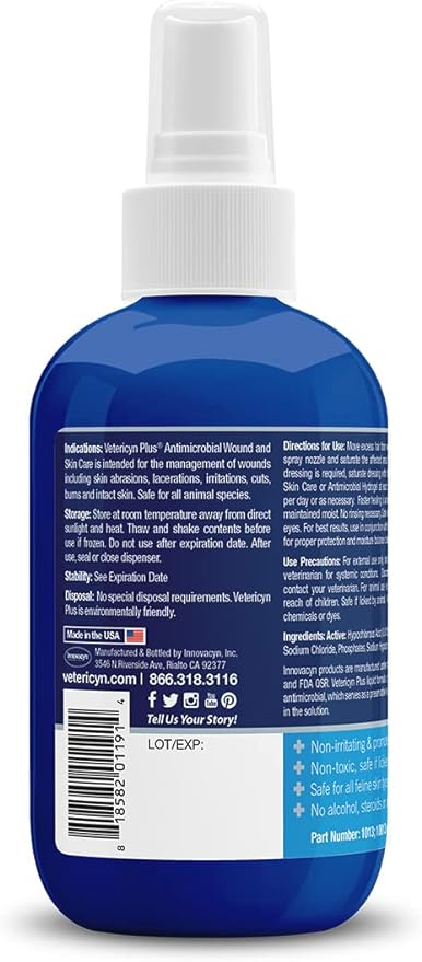 Vetericyn Plus Cat Wound Care Spray | Feline Healing Aid and Skin Repair for Wounds, Sores, and Abrasions, Provides Itch Relief for Cats Irritated Skin. 3 Ounces