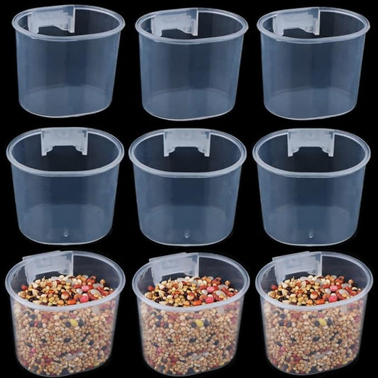 9 Pack Small Bird Food and Water Bowl Feeder, Parrot Convenient Hanging Container, Plastic Cage Sand Cup Feeding Dish