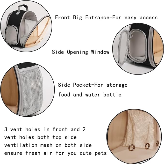 Guinea Pig Backpack Carrier, Bearded Dragon Carrier Backpack with Clear Bubble Window,Small Animal Travel Backpack for Hedgehog Rat Parrot,Rabbit,Sugar Glider,Airline Approved