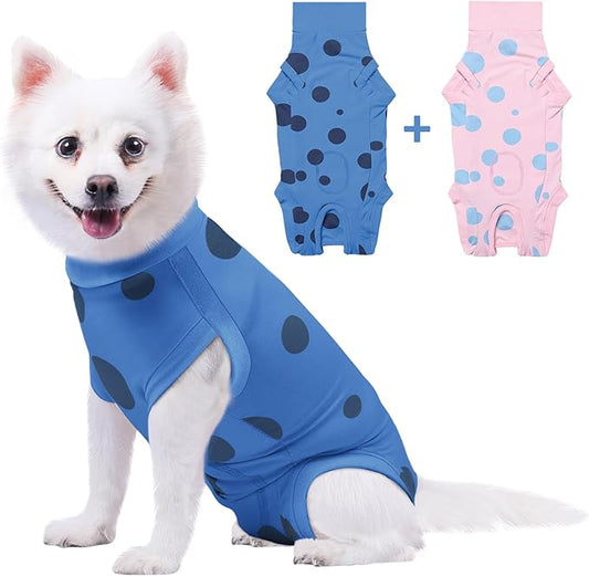 2 Packs Dog Recovery Suit Female Male, Blue+Pink, XS