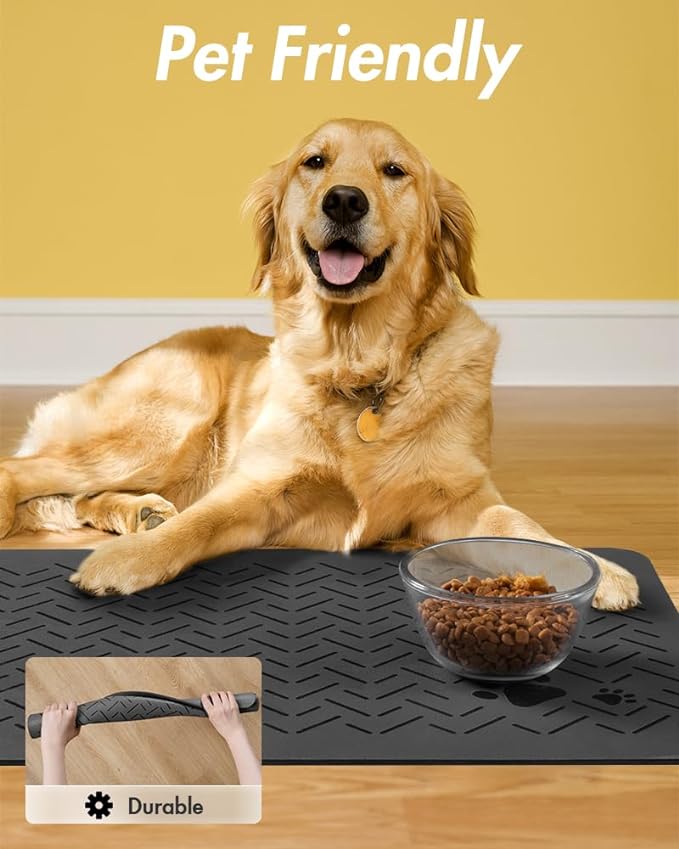 MontVoo-Absorbent Pet Feeding Mat-No Stains Quick Dry Dog Mat for Food and Water Bowl-Rubber Backing Dog Food Mat Dog Water Dispenser Mat-Dog Accessories Pet Supplies-Dog Water Bowl for Messy Drinkers