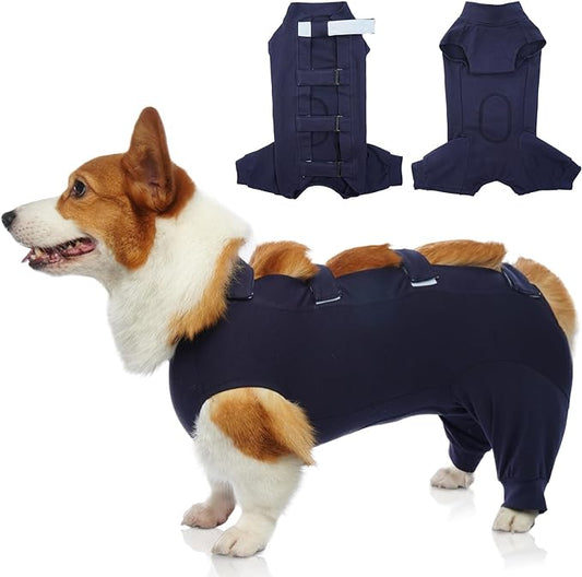 IECOii Dog Surgery Recovery Suit for Female Or Male Dogs,Post Surgery Dog Onesies for Spay Neuter,Small Dog Surgical Suit for Abdominal Wound and Rear Leg,Dogs E-Collar & Cone Alternative,Small-Blue