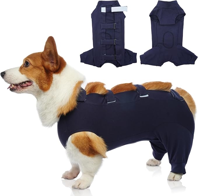 IECOii Dog Onesie for Surgery,Dog Surgery Suit Female Spay Recovery Suit for Medium Size Dogs,Dog Recovery Suit Male Pet Abdominal Anti Licking Shirt,Dog Bodysuit Alternative to Cone E-Collar,M-Blue