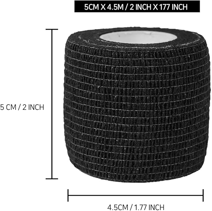 Self Adhesive Bandage Wrap, Vet Wrap 2 inch, Vet Wrap for Dogs, Bandages Wrap for Human or Pets, Black, 12 Pack