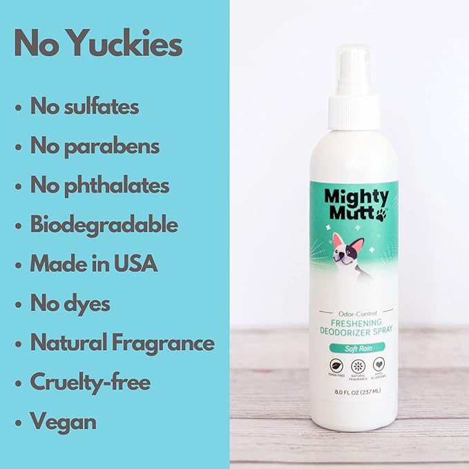 Mighty Mutt Natural Deodorizing Dog Spray | Odor Control and Freshening | Dog Spray for Smelly Dogs | Hypoallergenic, Calming and Moisturizing | 8oz