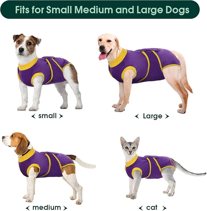 Kuoser Recovery Suit for Dogs Cats After Surgery, Professional Pet Recovery Shirt Dog Abdominal Wounds Bandages, Substitute E-Collar & Cone,Prevent Licking Dog Onesies Pet Surgery Recovery Suit