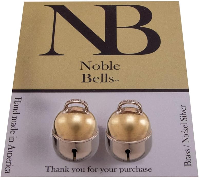 Pair - Handmade in USA, Extra Loud Multifaceted Clacker, Collar Bell for Cats and Dogs, Premium Brass and Nickel Silver