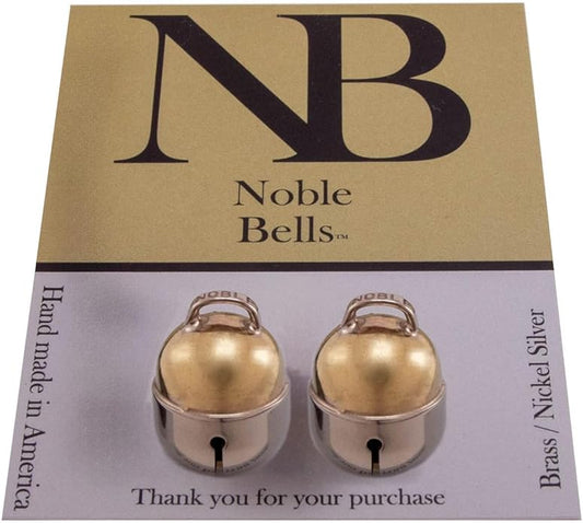 Pair - Handmade in USA, Extra Loud Multifaceted Clacker, Collar Bell for Cats and Dogs, Premium Brass and Nickel Silver