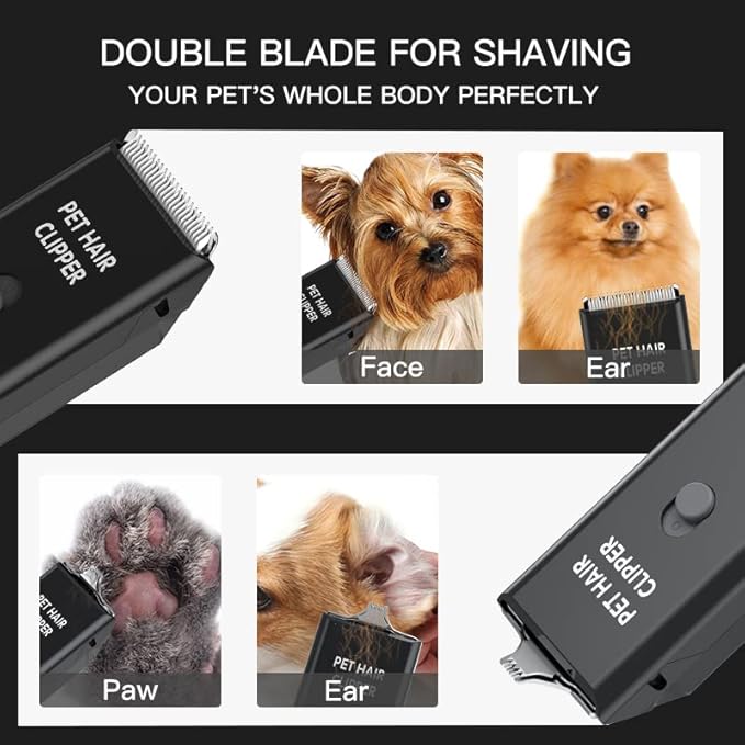 Feet Hair Trimmer, Dog Clippers,Quiet Washable USB Rechargeable Cordless Dog Grooming Kit,Electric Pets Hair Trimmers Shaver Shears for Dogs and Cats Black