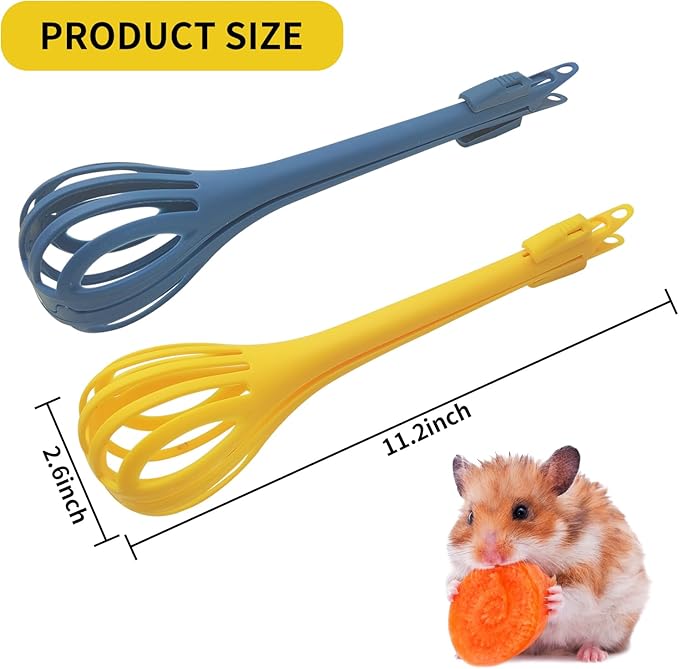 Andiker Anti-Bite Hamster Clips, 2Pcs Hamster Catcher with Long Handle to Pick Up The Small Pet, Observe Hamsters, Clean The Hamster Bedding, Hamster Accessories for Beginners (Yellow+Blue)