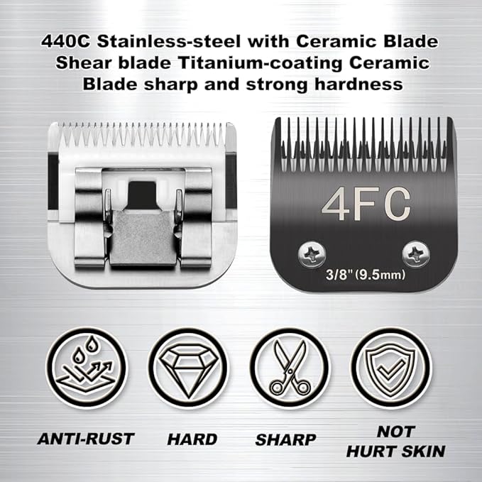 30# Pet Dog Grooming Detachable Blades, Compatible with Andis Size-30# Cut Length 1/50"(0.5mm), Most A5,KM Series Clippers,Made of Ceramic Blade (Black)