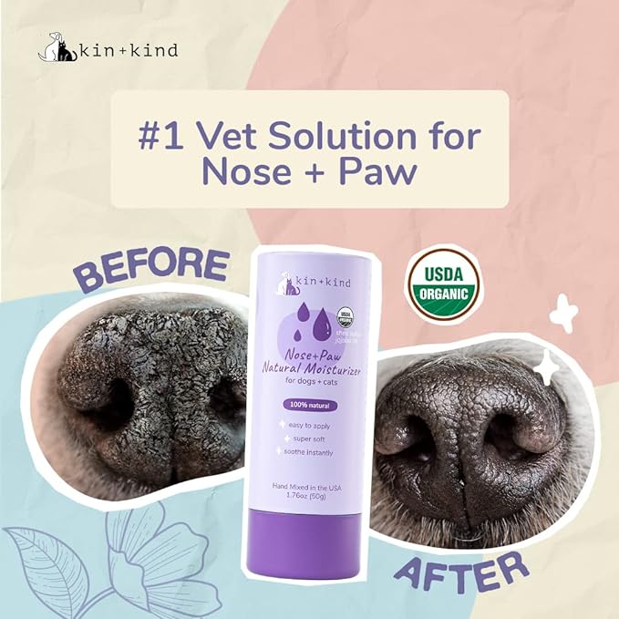 kin+kind Organic Dog and Cat Nose and Paw Balm Stick - 1.76oz Shea Butter - Pet Supplies for Puppies and Dogs - Dog Accessories, Dog Supplies, Dog Paw Balm, Dog Nose Balm, Paw Butter Balm for Dogs