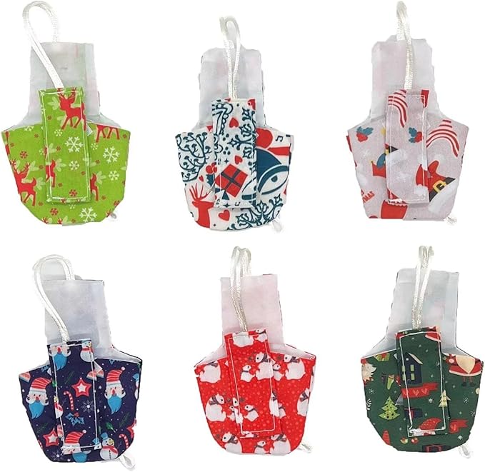 6 PCS Christmas Bird Diapers Flight Suite with Waterproof Inner Layer Cute Urine Wet Suit for Other Small Birds