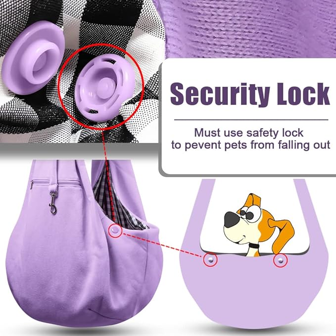 Tomkas Dog Sling Carrier for Small Dogs Puppy (Light Purple, Adjustable Strap & Zipper Pocket)