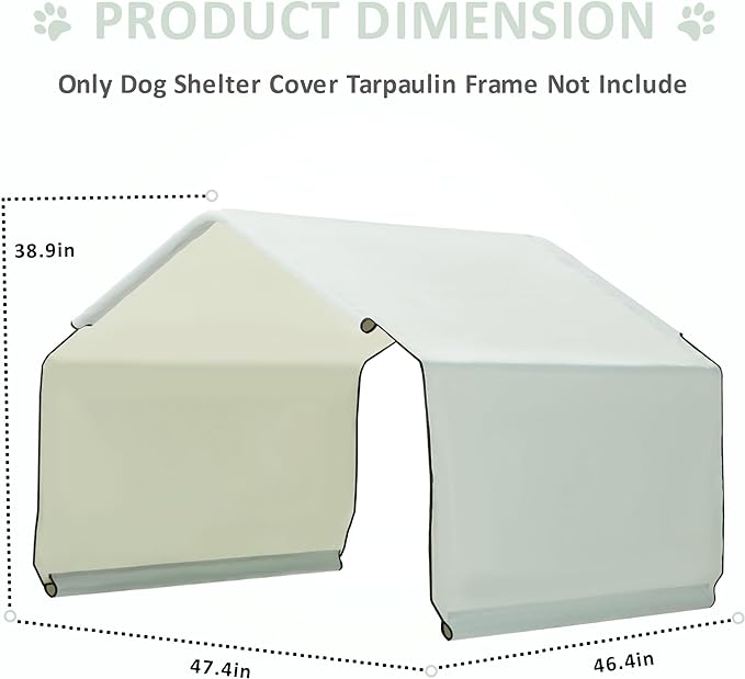 4'x4'x3' Outdoor Dog Sun Shade Shelter Grey Tent Tarpaulin, Not Included Metal Frame, Only Canopy Cover Roof