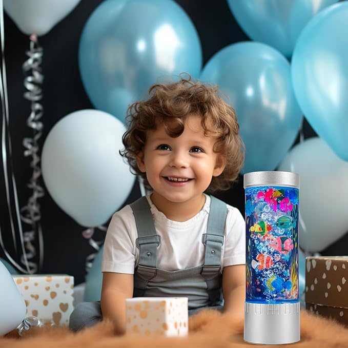 Fish Tank Lamp, Bubble Lamp,Fake Fish Aquarium Colorful Night Light Gifts for Kids Adult Home Deco for Room