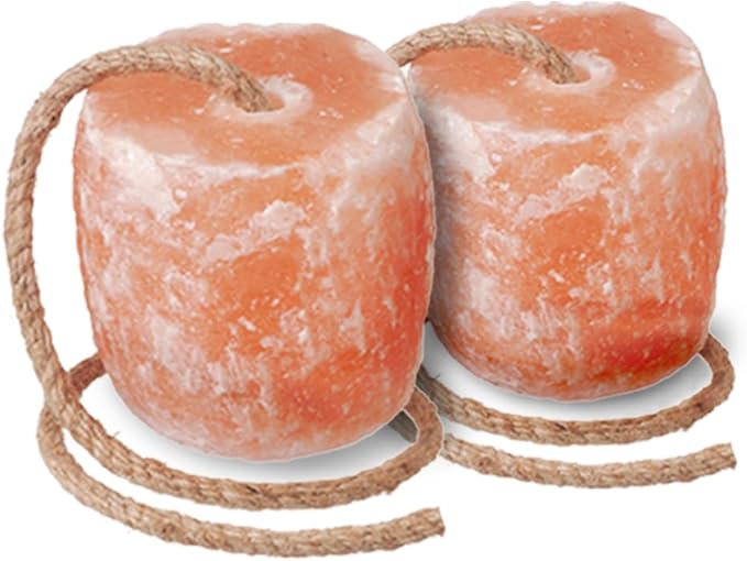 Himalayan Salt Lick for Horses - Deer Cows, Goats & Cattles on Rope | 6 Lbs Himalayan Licking Salt Block Packed with Minerals for Animals | Pack of 2 Salt Licks