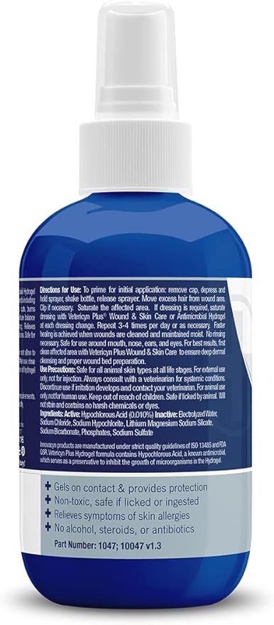 Vetericyn Plus Dog Wound Care Hydrogel Spray | Healing Aid and Wound Protectant, Sprayable Gel to Relieve Dog Itchy Skin, Safe for All Animals. 3 Ounces