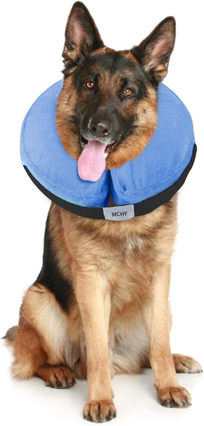 Inflatable Dog Cone,Adjustable Recovery Collar for Dogs After Surgery,Prevent from Biting & Scratching,Not Block Vision（Blue XL）