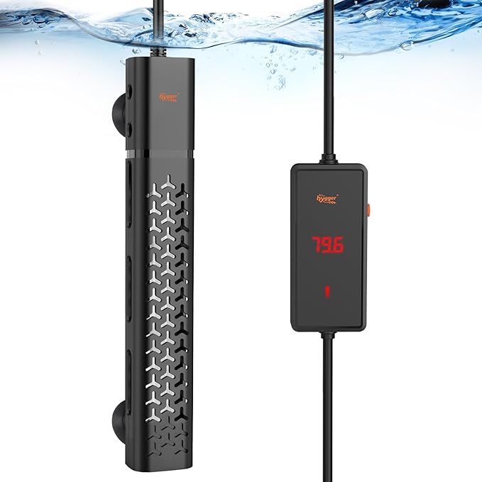 hygger 300w Aquarium Heater, Fish Tank Heater with Intelligent Temperature Control, Over-Temperature Protection and Automatic Power-Off When Leaving Water, for 40-75 Gallon Tanks