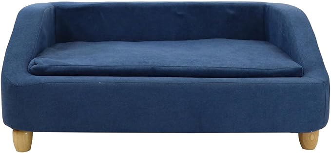 Critter Sitters 36-In. Microfiber Blue Rectangular Dog Couch for Medium-Sized Dogs, Modern and Stylish Elevated Dog Bed for Home or Apartment, Comfortable and Easy to Clean Dog Beds