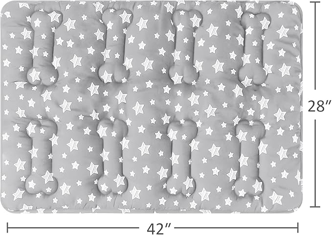 Dog Crate Mat (42" X 28") 2 Pack, Soft Dog Bed Mat with Cute Prints, Personalized Dog Crate Pad, Anti-Slip Bottom, Machine Washable Kennel Pad, Grey