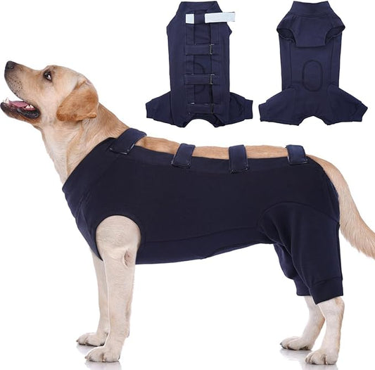 IECOii Dog Recovery Suit Female Male Dog Onesie After Surgery Spay Neuter,Soft Dog Surgical Suit Protect Abdominal and Rear Leg Wounds,Sleeve Dog Post Surgery Onesie for Dogs to Stop Licking,L-Blue