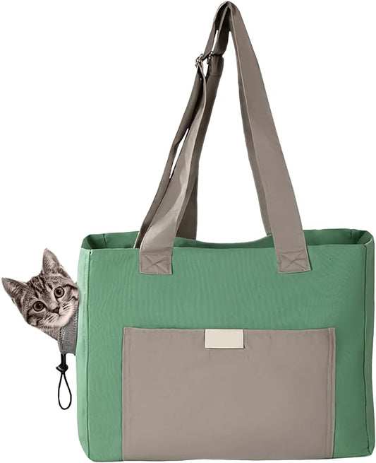 Fhiny Cat Purse Carrier, Small Dog Carrier Tote Breathable Pet Carrier Bag Soft Sided Adjustable & Foldable Kitten Travel Bag for Cats Kittens Rabbits Small Dogs Shopping Travel