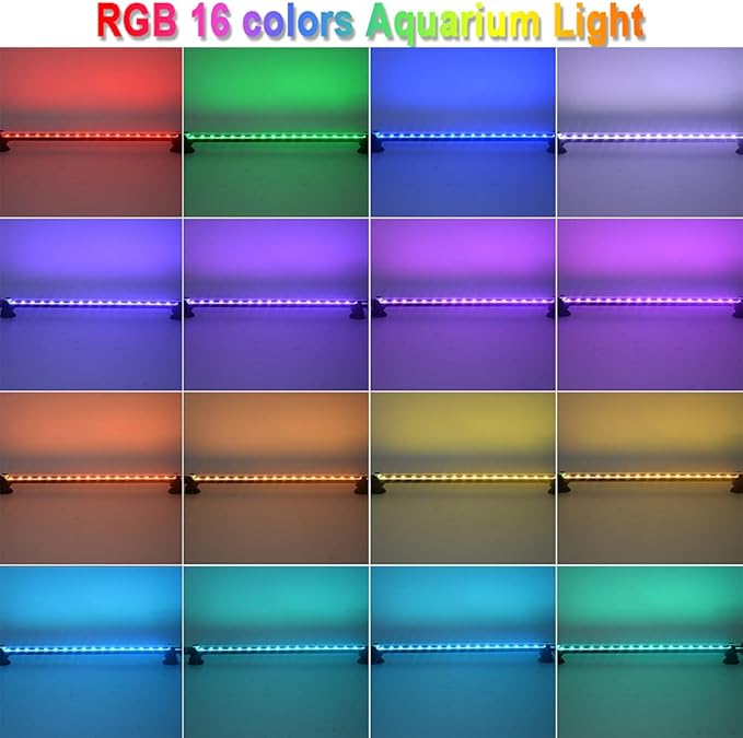 LED Aquarium Light, 7-44 Inch Waterproof Fish Light White with Blue, RGB Underwater Lamp Submersible LED Light for Fish Tank