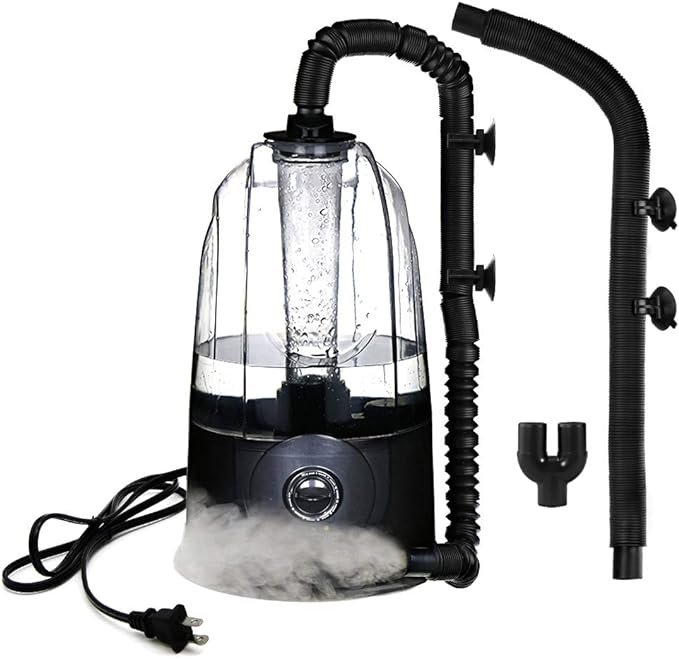 COOSPIDER Reptile Fogger Humidifier Mister for Terrarium Tank with 2 Extension Tubes/Hoses, Pets Mister Adjustable Fog for Reptiles/Amphibians/Snake (3L,380ml/hr)