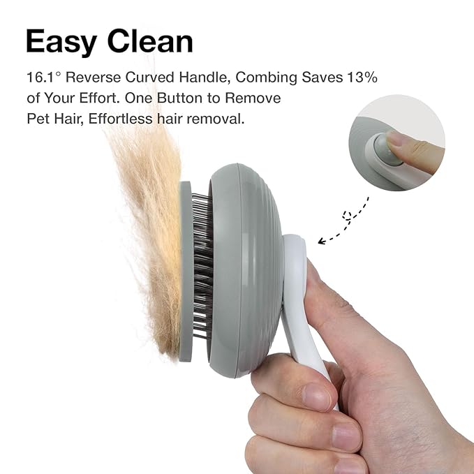 Cat Brush for Shedding, Pet Grooming Self Cleaning Slicker Brush for Cats & Dogs, Cat Deshedding Brush Easily Removes Tangles Hair and Loose Undercoat, Mats Tangled Hair Shedding Brush (Grey)