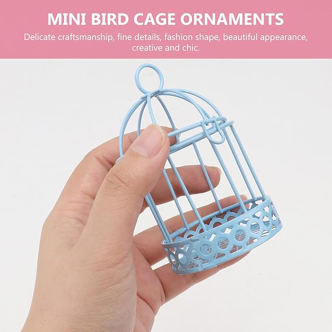 Metal Wall Hanging Bird Cage Mini Desktop Storage Decor Hollow Iron Bird Cage Organizer Home Office Desktop Decor 3pcs Bird Cage Tealight Holder