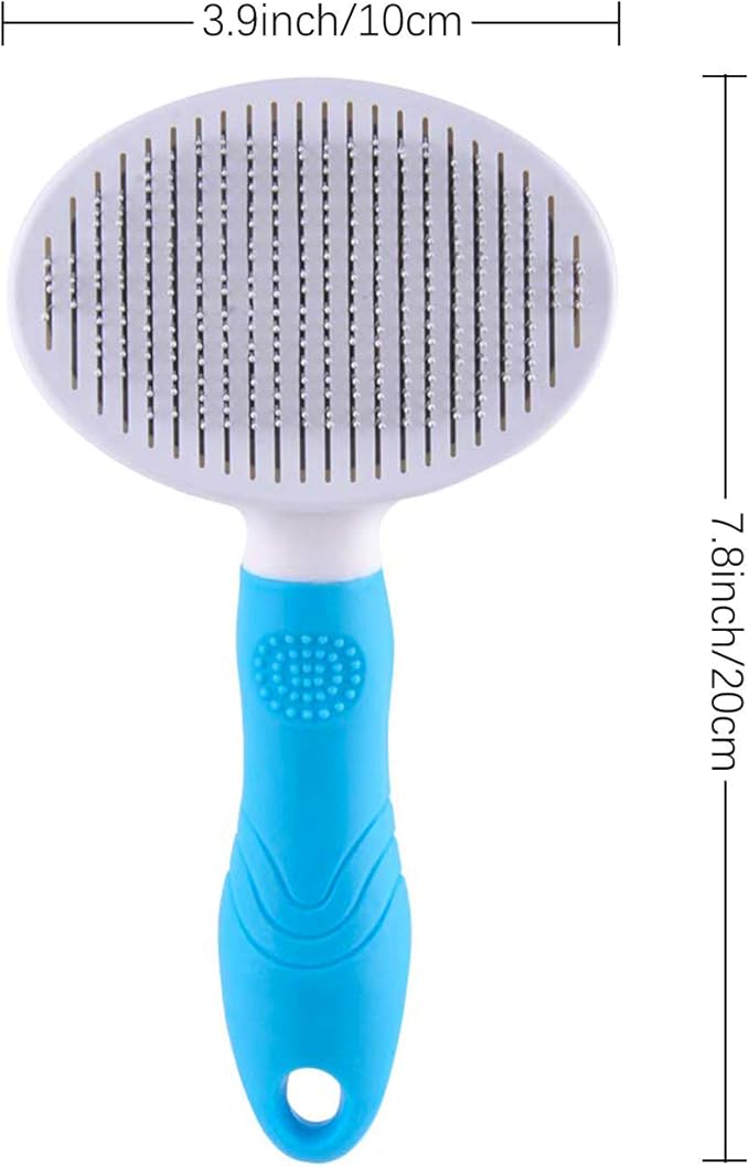 Cat Grooming Brush, Self Cleaning Slicker Brushes for Dogs Cats Pet Grooming Brush Tool Gently Removes Loose Undercoat, Mats Tangled Hair Slicker Brush for Pet Massage- Upgraded (BLUE)