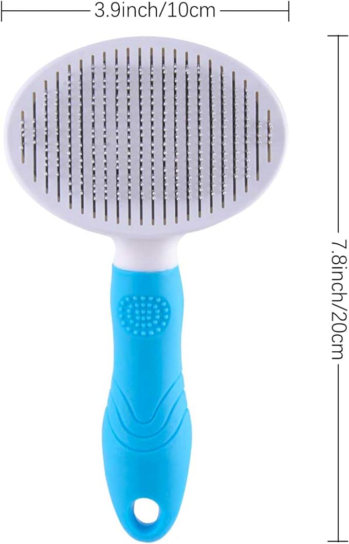 Cat Grooming Brush, Self Cleaning Slicker Brushes for Dogs Cats Pet Grooming Brush Tool Gently Removes Loose Undercoat, Mats Tangled Hair Slicker Brush for Pet Massage- Upgraded (BLUE)