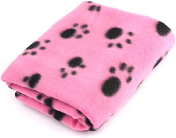 Pet Dog Cat Puppy Kitten Soft Blanket Doggy Warm Bed Mat Paw Print Cushion (Pink)