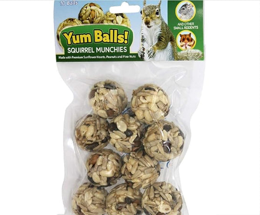 Yum Balls! - Squirrel Munchies - Healthy Natural Treat with Nuts & Seeds - Squirrels, Chinchillas, Prairie Dogs, Degus, Rats, Hamsters, Rabbits, Guinea Pigs, Gerbils and Other Small Pets