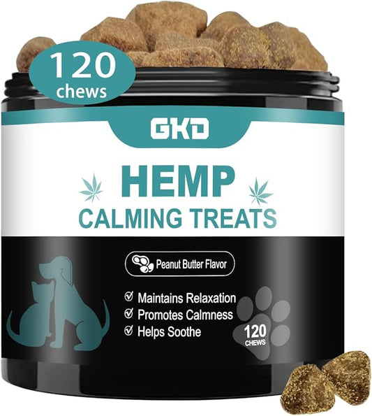 Dogs Calming Chews, Dog Treats Anti Anxiety Relief Dog Chill Pill Bites, Natural Anxiety Remedies for Dogs, Fireworks Travel Sleep Aggression Separation Pain Ease, Chill Out Chews for Dogs Relaxer