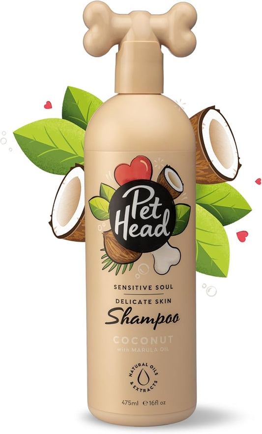 Sensitive Soul Shampoo for Dogs with Sensitive Skin 16fl oz. Coconut Scent. Hypoallergenic and Moisturizing Dog Shampoo, Natural and Vegan Ingredients. Gentle Formula for Puppies. Made in USA