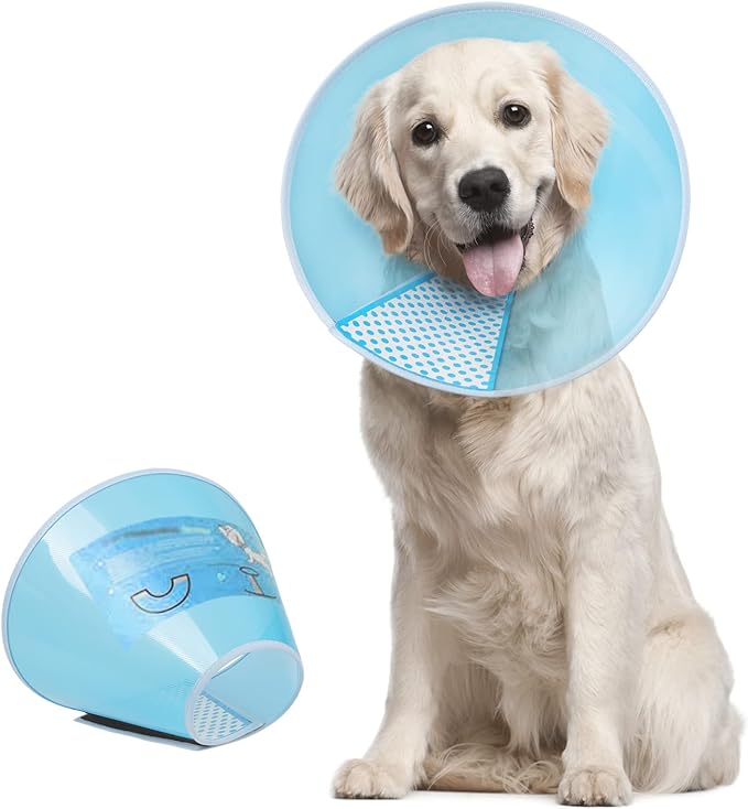 Supet Dog Cone Collar Adjustable After Surgery, Comfortable Pet Recovery Collar & Cone for Large Medium Small Dogs, Elizabethan Dog Neck Collar Plastic Practical