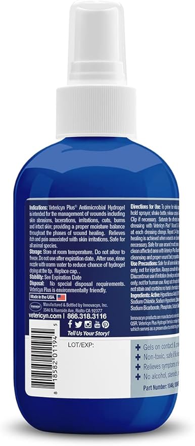 Vetericyn Plus Cat Wound Care Hydrogel Spray | Feline Healing Aid and Wound Protectant, Sprayable Gel to Relieve Cat Itchy Skin. 3 ounces