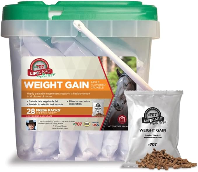 Formula 707 Weight Gain Equine Supplement, Daily Fresh Packs, 28 Day Supply - Palatable, Calorie-Rich Nutritional Support for Hard-to-Keep and Senior Horses