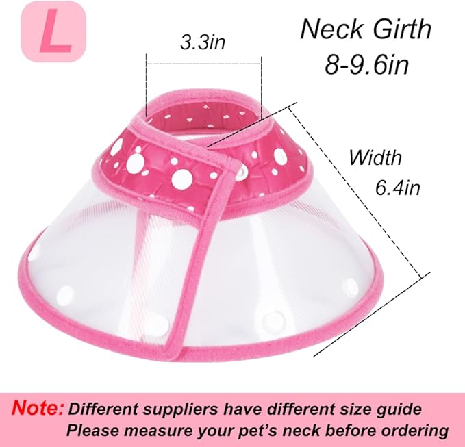 Vivifying Dog Cones for Small Dogs, Adjustable 8-9.6 Inches Soft Lightweight Elizabethan Collar for Small Dogs and Large Cats to Stop Licking Wounds After Surgery (Pink)