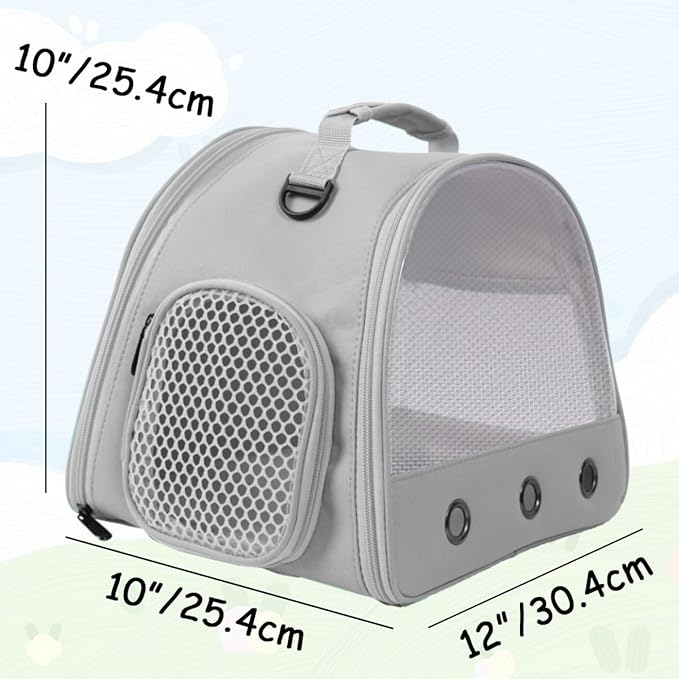 Guinea Pig Carrier Backpack, Clear Bubble Window Backpack for Guinea Pig, Bunny Rat Bird (Grey, Upgraded Mesh)