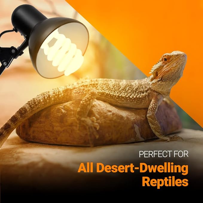 2 Pack 13-Watt Reptile Bulb Desert UVA UVB Light - 10.0 UVB Reptile Light - Compact Florescent Terrarium Bulb Suitable for Desert Reptiles Lizards Bearded Dragons Tortoises CFL UVB Bulb (13 Watt 10.0)