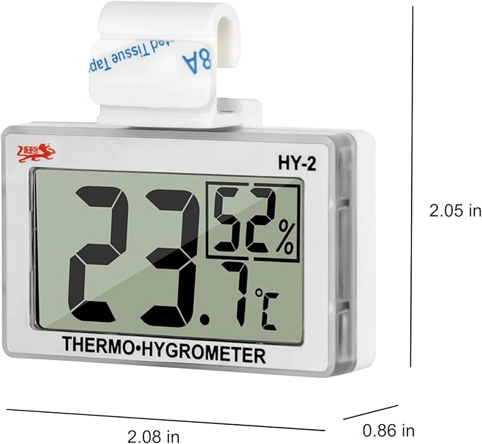 Reptile Thermometer Humidity and Temperature Sensor Gauges Reptile Digital Thermometer Digital Reptile Tank Thermometer Hygrometer with Hook Ideal for Reptile Tanks, Terrariums